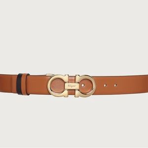 New with Tags | Ferragamo Gancini Adjustable Reversible Calfskin Leather Belt